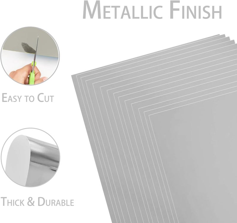 WEKOOSE Metallic Sliver Foil Paper Cardstock 30 Sheets Golden Card Stock Board for Scrapbook Decor Crafts Wedding Invitations & Poster, 235GSM Thick Reflective Cardboard - Image 3